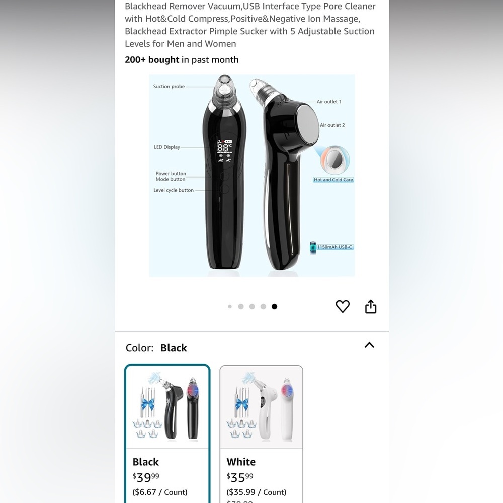 Sjie blackhead remover‎ pimple suction clear face beauty makeup wireless skin